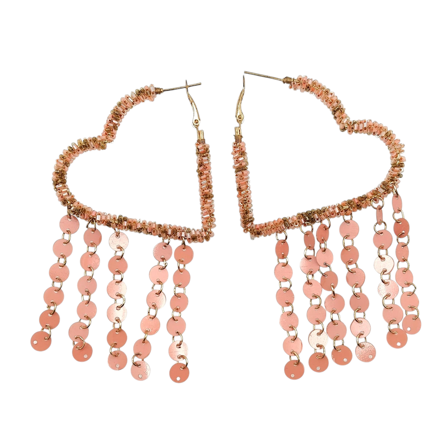 Dusty Dreams Beaded Heart Hoops