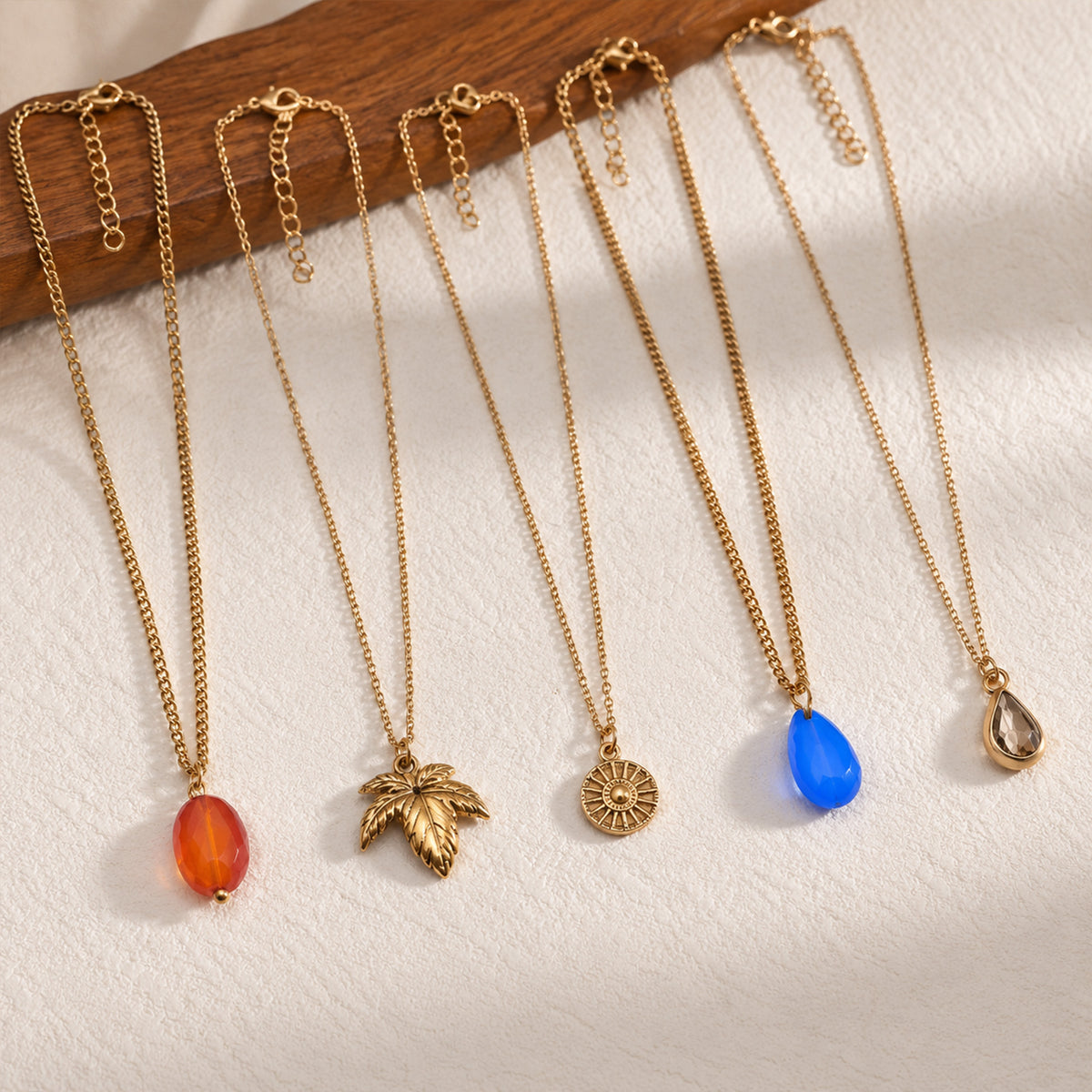 Masfaa Women's 5 Piece Assorted Pendant Necklace Set with Delicate Chains