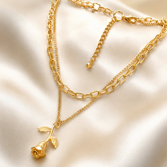 Lightweight gold plated rose necklace for gifting and casual wear