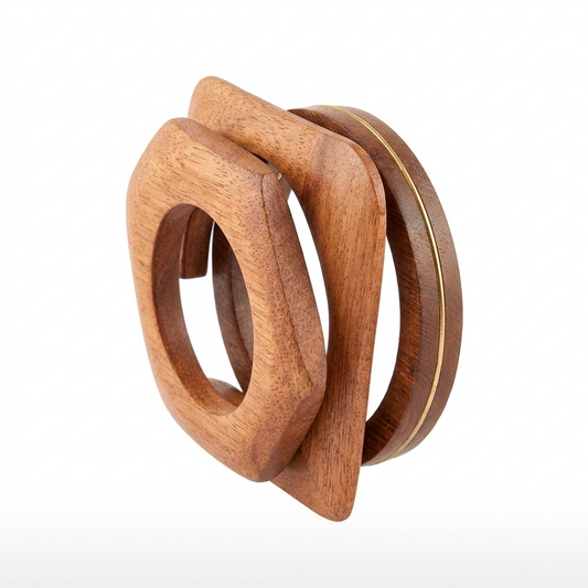Handcrafted Wooden Bangles Set for Women
