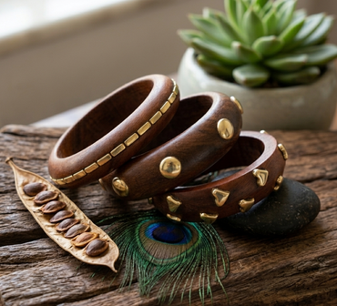 Handcrafted Wooden Bangles Set for Women