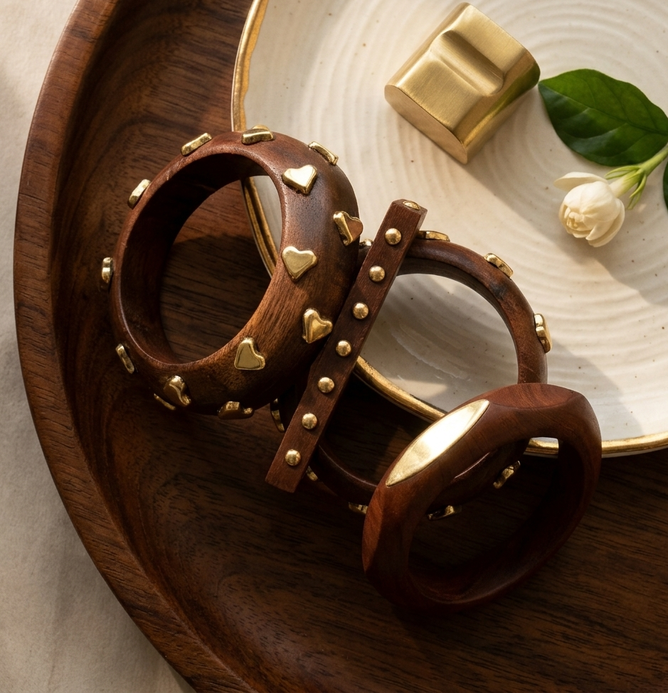 Handcrafted Wooden Bangles Set for Women