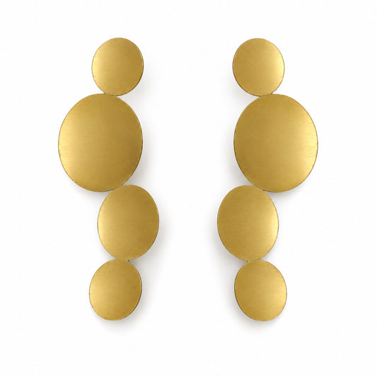 Brass Gold-Tone Graduated Disc Drop Earrings