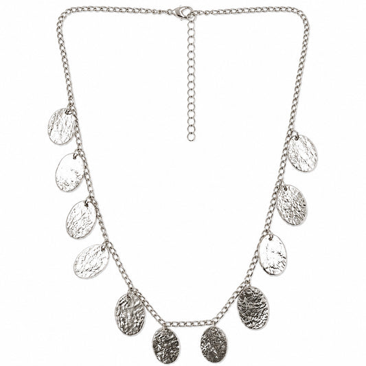 Multi Tone Hammered Disc Statement Necklace