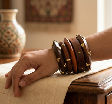 Handcrafted Wooden Bangles Set for Women