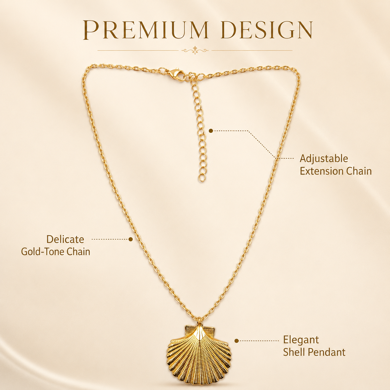 Gold Seashell Pendant Necklace