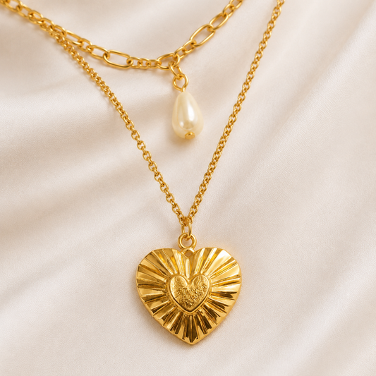 Gold Layered Heart Pendant Necklace