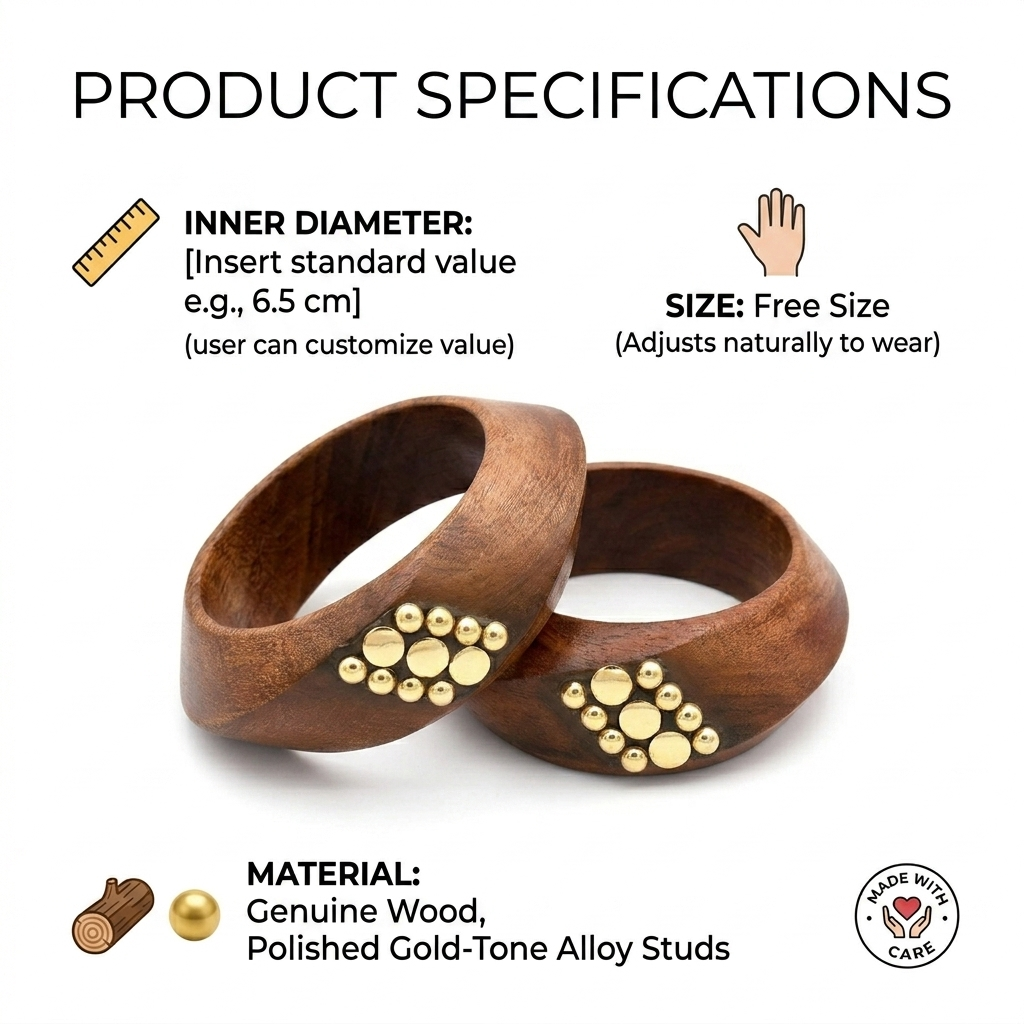 Handcrafted Wooden Bangles Set for Women