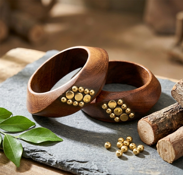 Handcrafted Wooden Bangles Set for Women