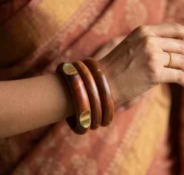 Handcrafted Wooden Bangles Set for Women