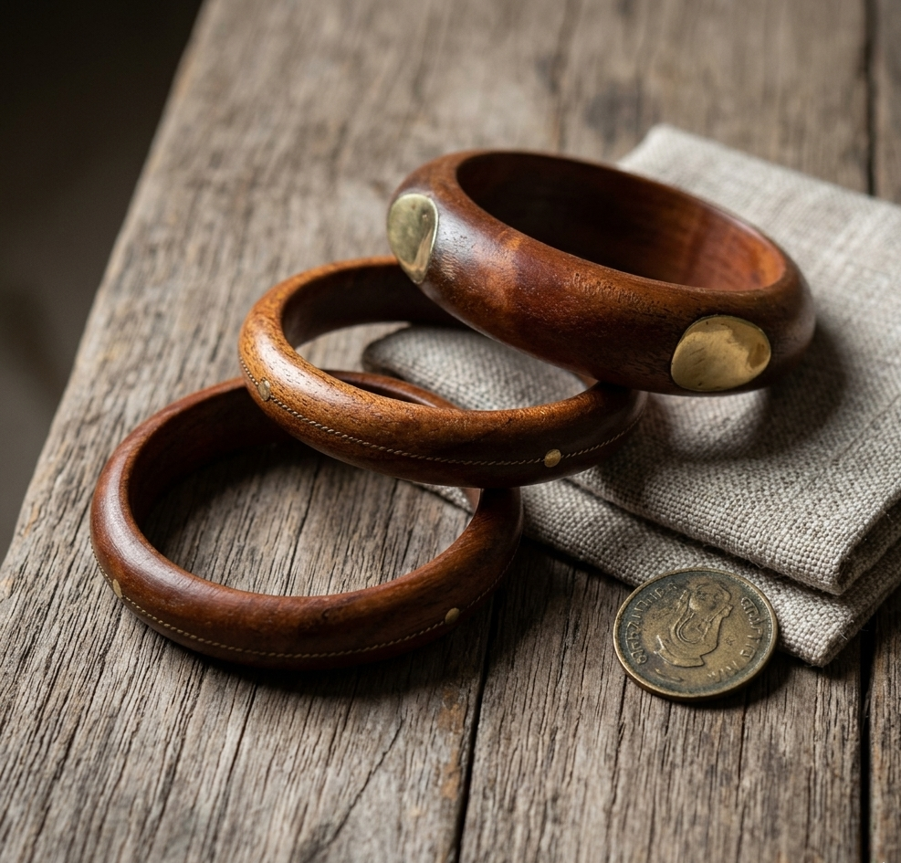 Handcrafted Wooden Bangles Set for Women