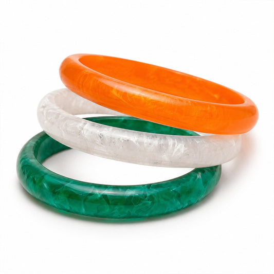 Multicolor Resin Marbled Bangles Set of 3, Diameter : 2.4 inch