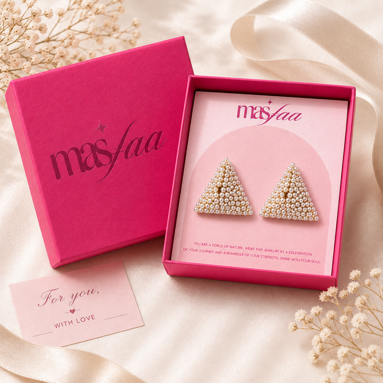 Triangle Pearl Stud Earrings for Women