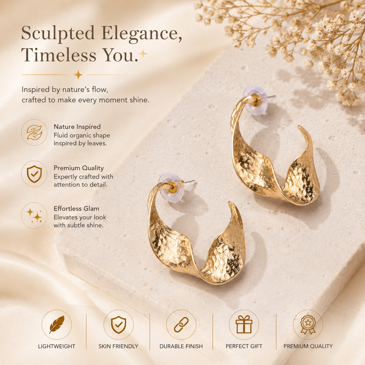 Twisted Leaf Hoops