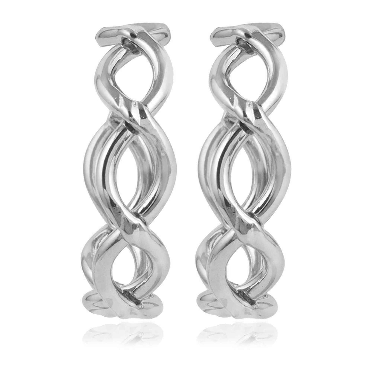 Intertwined Helix Silver Hoop Earrings