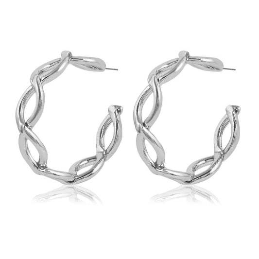 Intertwined Helix Silver Hoop Earrings