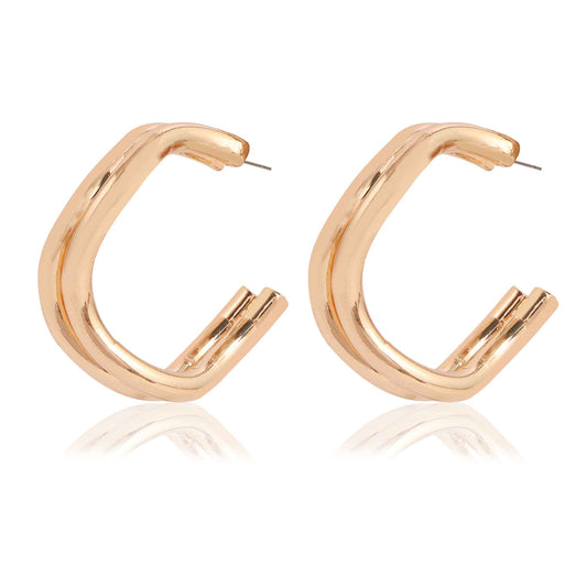 Ethereal S-Wave Gold Statement Hoops