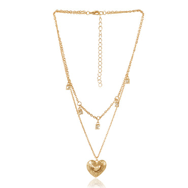 Golden Heart Charm Layered Necklace