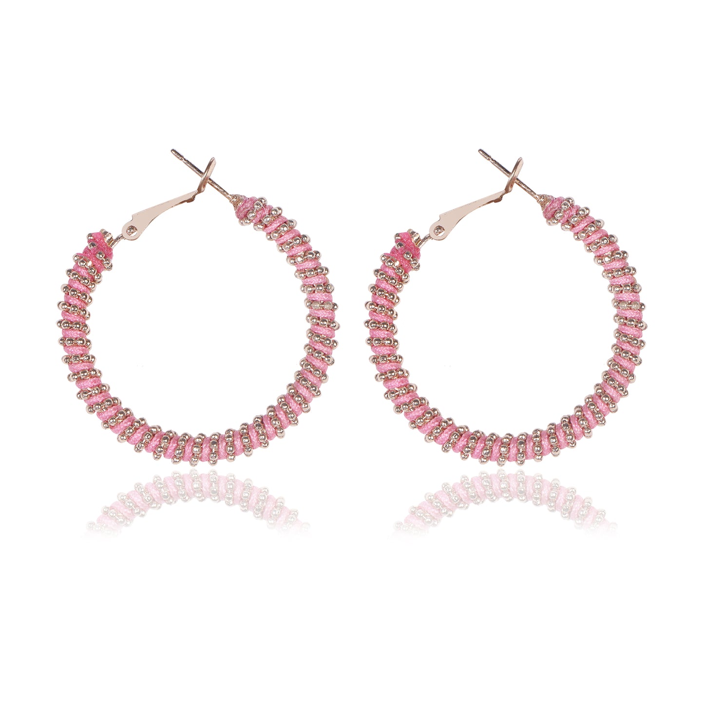 Blush Beaded Circle Earrings