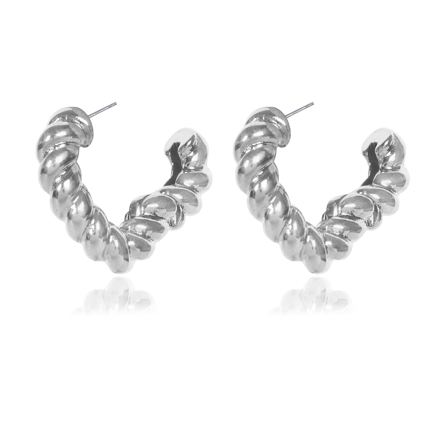 Glossy Rope Heart Hoops