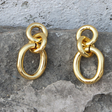 Glossy Chain Oval Earrings