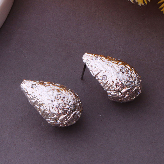 Silver Textured Drop Earrings