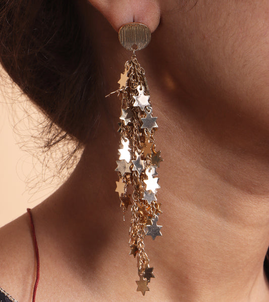 Starlit Cascade Gold Drop Earrings