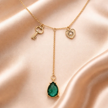 Gold Charm Drop Necklace