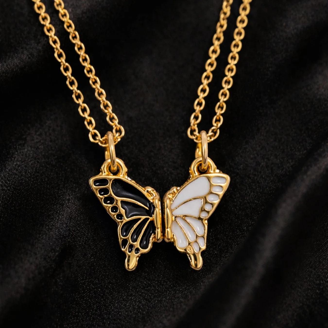 Gold Butterfly Couple Necklace