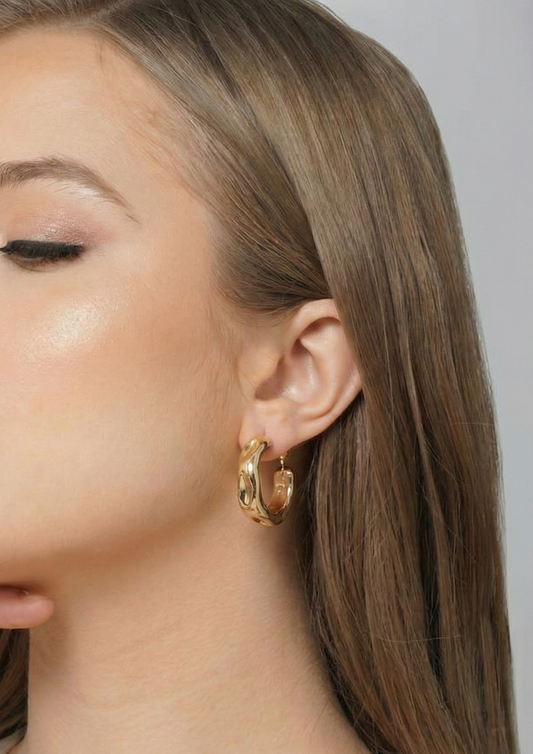 Golden Wave Hoop Earrings