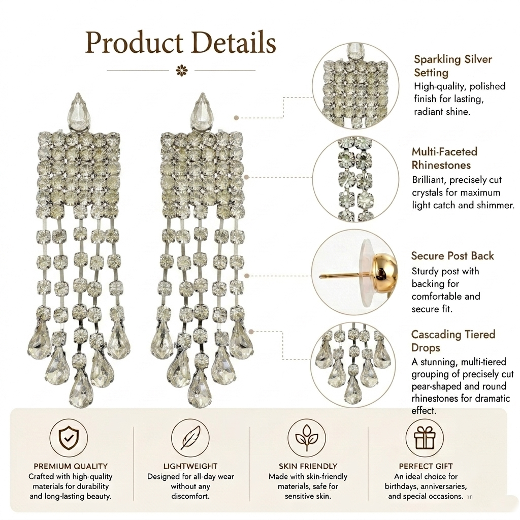 Crystal Chandelier Earrings for Women