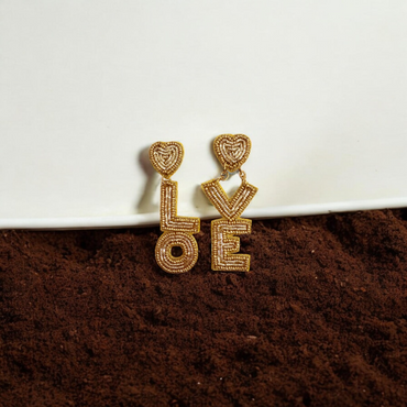 Golden Glow Beaded LOVE Drops