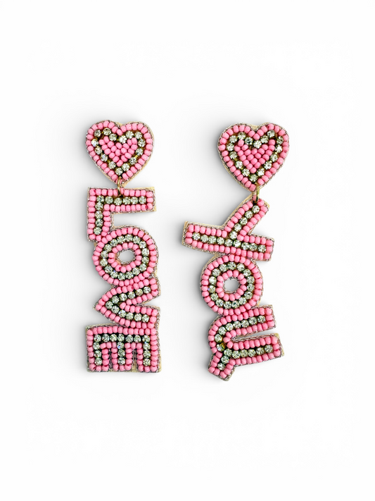 Blush Sparkle Love You Beaded Drops