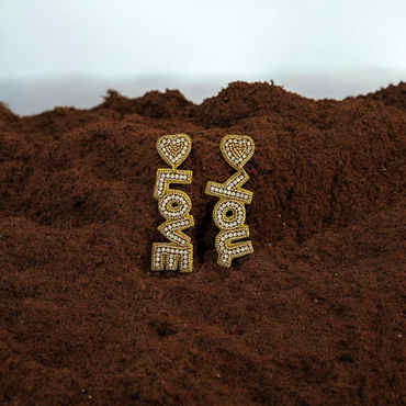 Beaded Heart Love You Drop Earrings