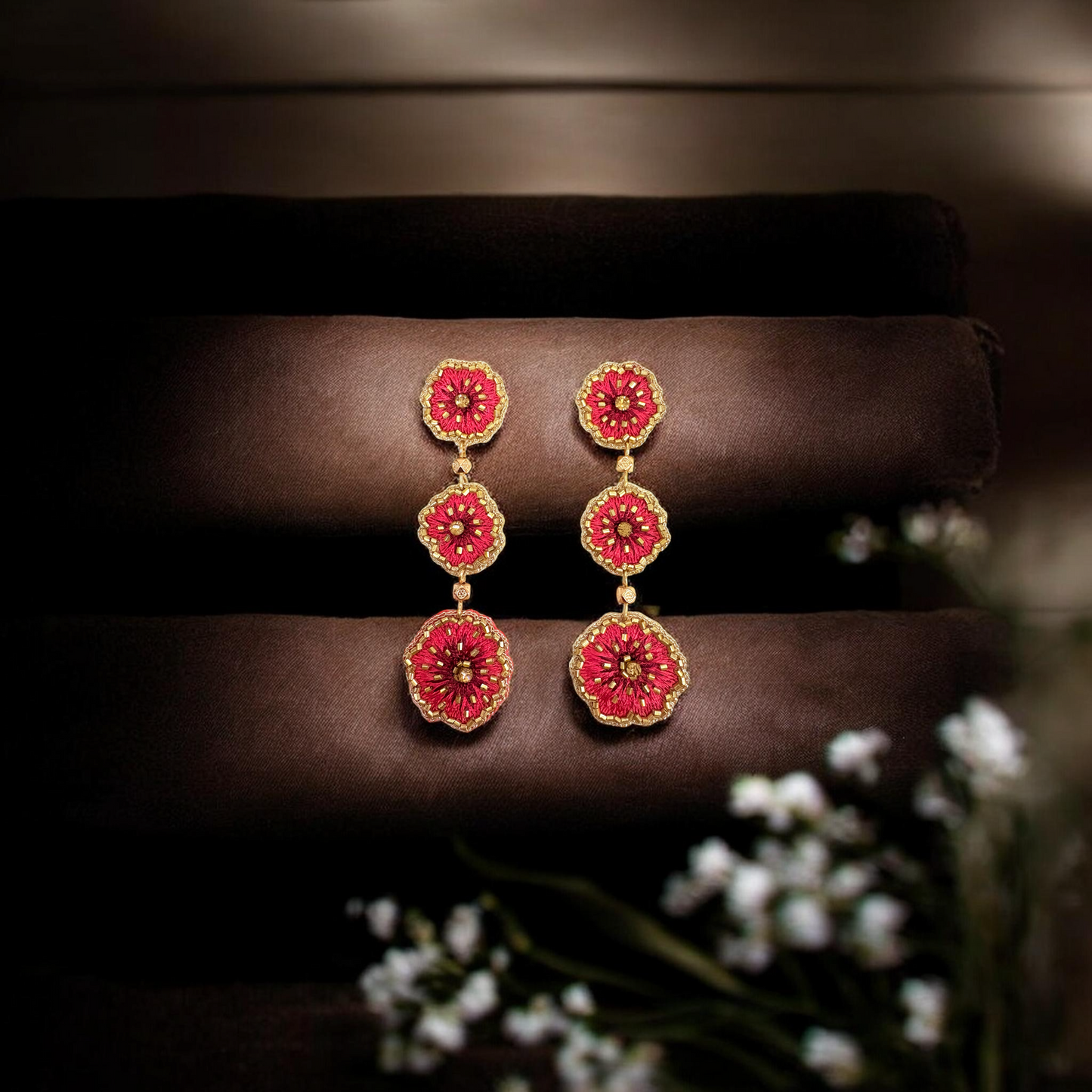 The Gul-Dasta Triple Drop Earrings