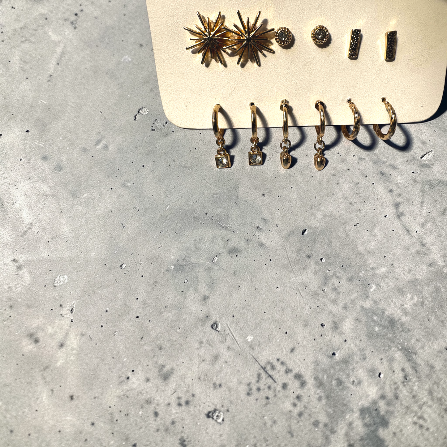 Gold Multi-Style Earrings Set – 9 Pair Minimal Stud & Hoop Combo