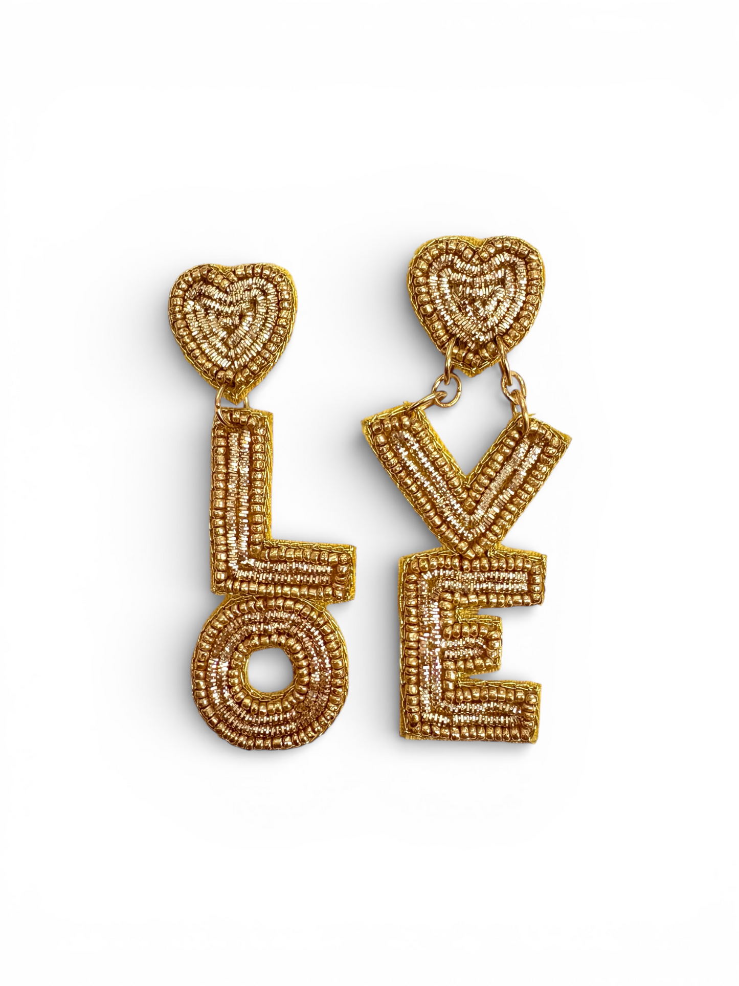 Golden Glow Beaded LOVE Drops