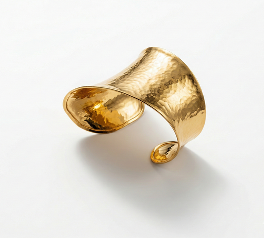 Gold Hammered Wide Cuff