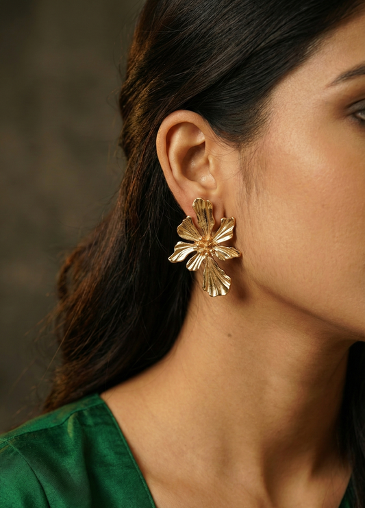 Metallic Petal Bloom Earrings