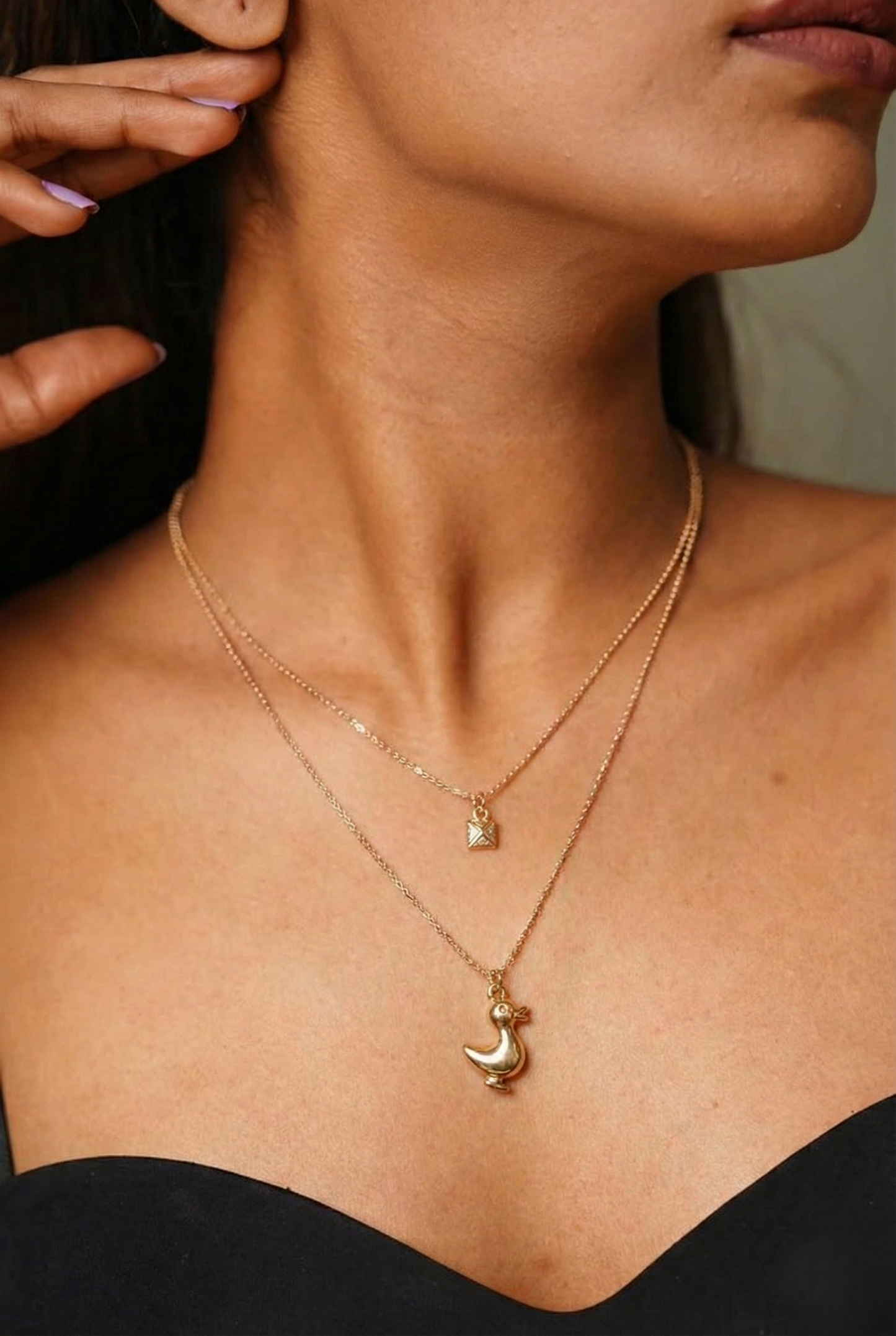 Duck Charm Layered Necklace