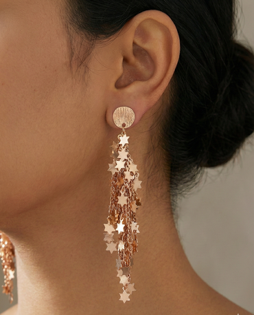 Starlit Cascade Gold Drop Earrings