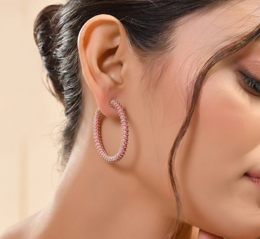 Blush Beaded Circle Earrings