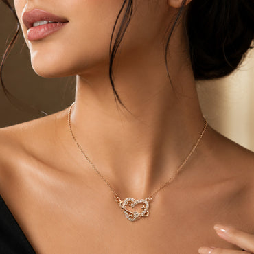 Rose Gold Crystal Heart Pendant Necklace