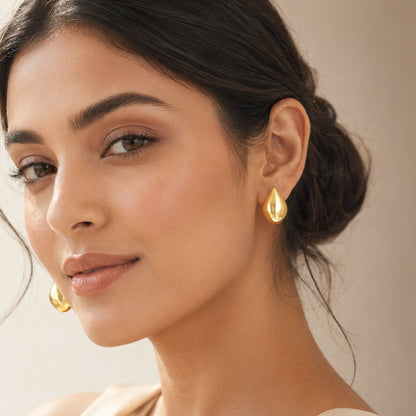 Gold Teardrop Stud Earrings