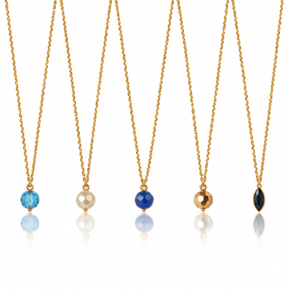 Masfaa Women's 5 Piece Assorted Bead Pendant Necklace Set with Delicate Chains