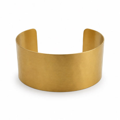 Gold Plain Wide Open Cuff Bracelet