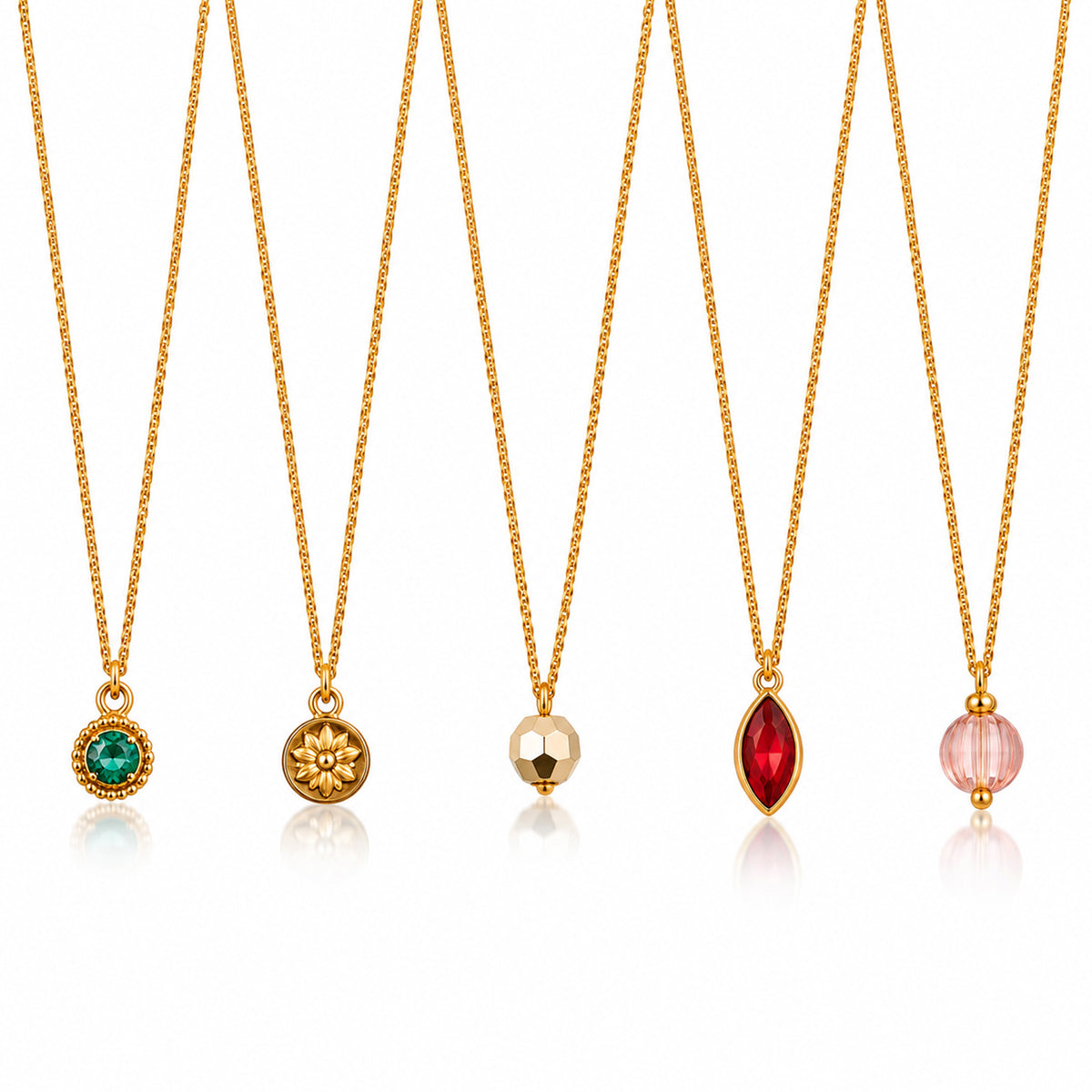 Masfaa Women's 5 Piece Pendant Necklace Set with Chains