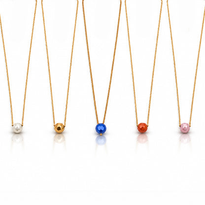 Masfaa Women's 5 Piece Faceted Bead Pendant Necklace Set with Delicate Chains