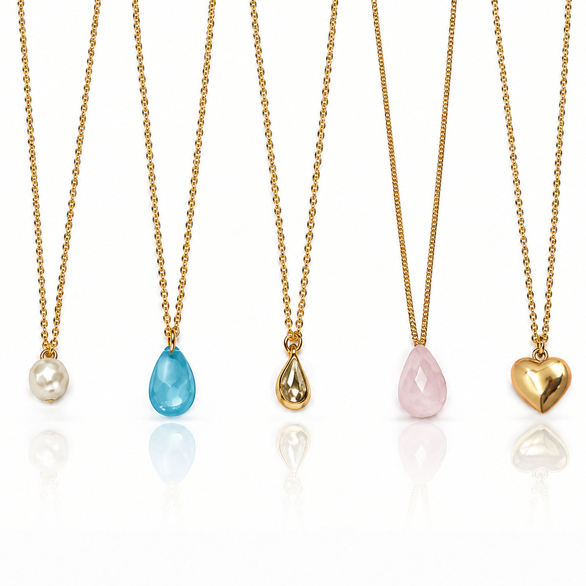 Masfaa Women's 5 Piece Assorted Pendant Necklace Set with Delicate Chains
