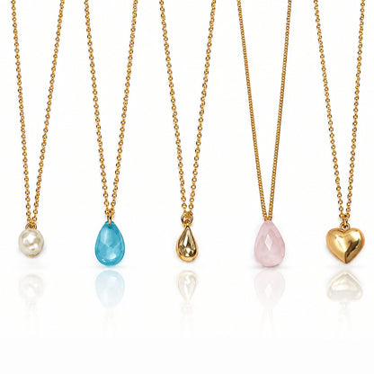 Masfaa Women's 5 Piece Assorted Pendant Necklace Set with Delicate Chains
